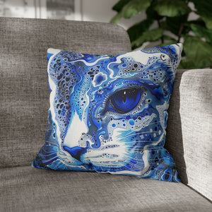 Modern style Blue cat pillow, beautiful animal accent pillow, Home decor for cat lover, unique whimsical cat theme, abstract art  style, case only