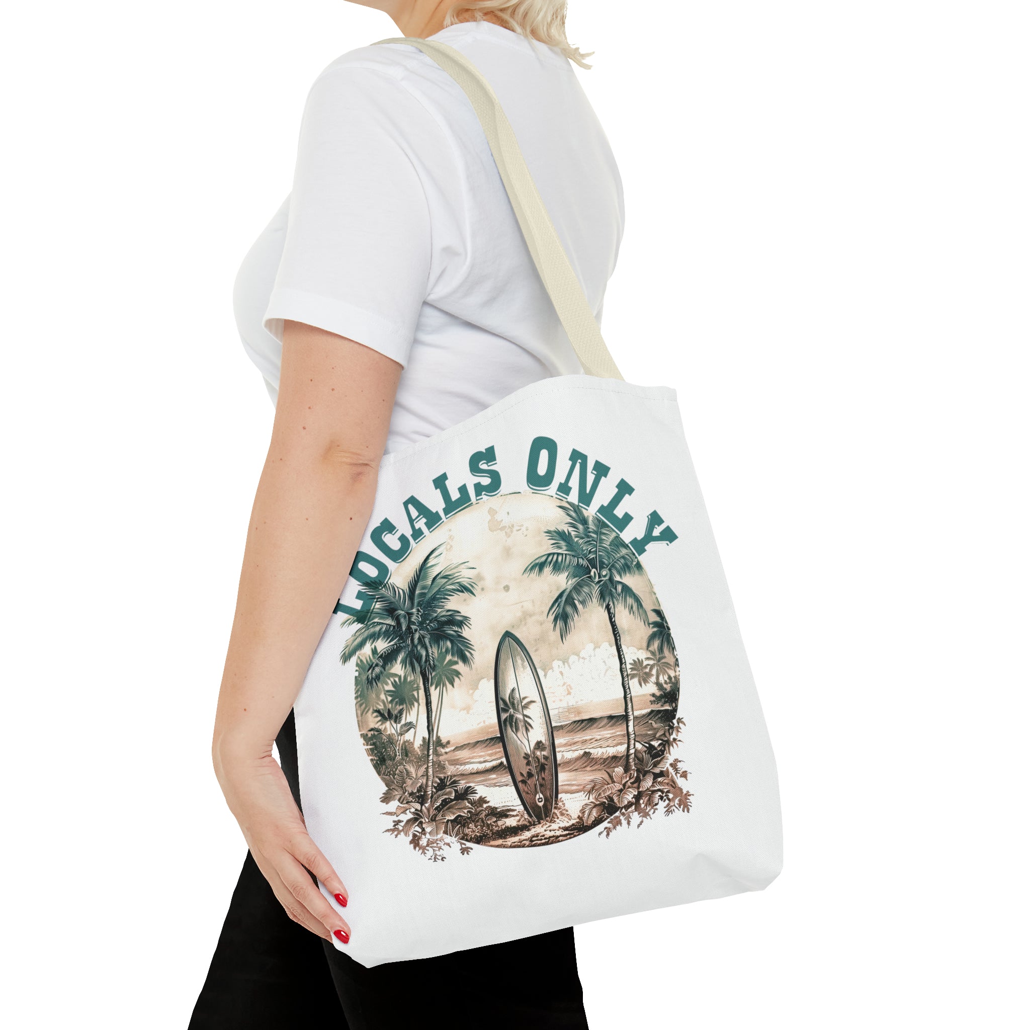 Locals only sepia with cream strap Tote Bag (AOP)