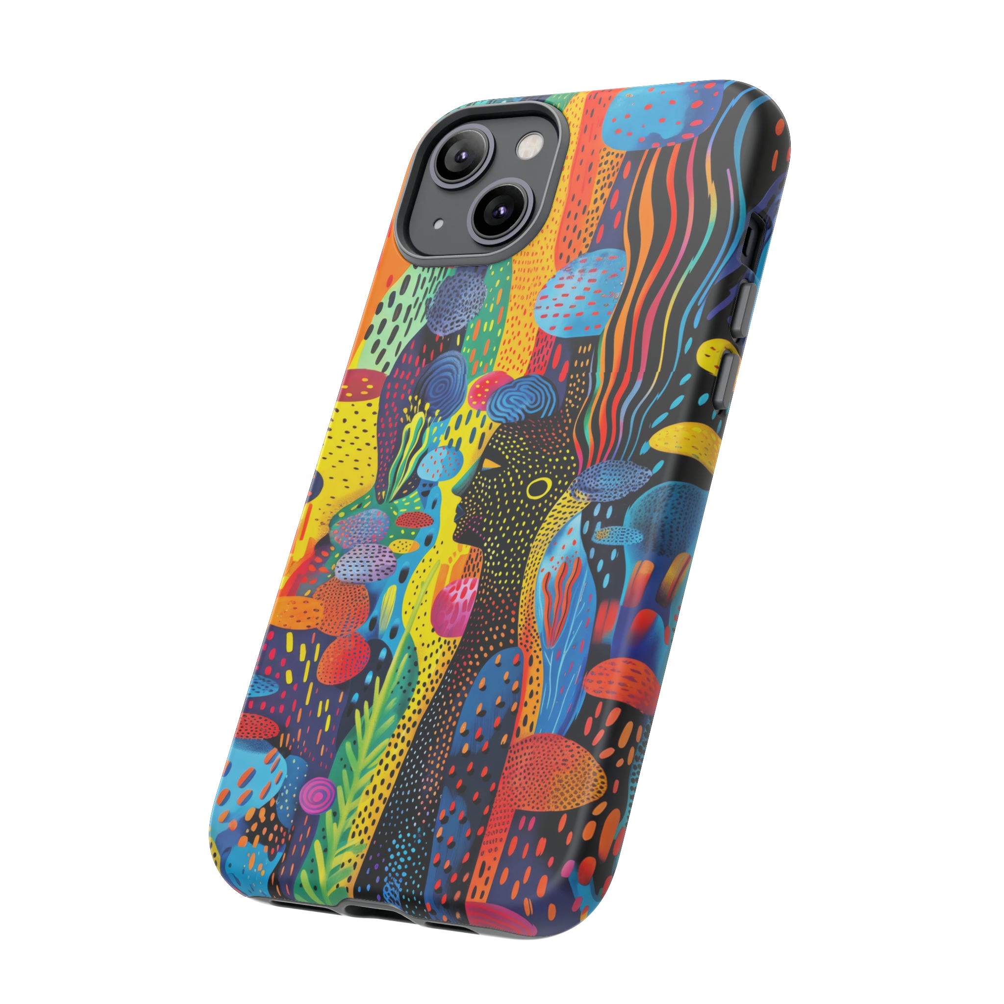 Phone Case, tribal dreamland, Artistic design, Tough Case, Colorful whimsical fantasy design, iPhone 15, 14, 13, 12, 11, Samsung, Pixel