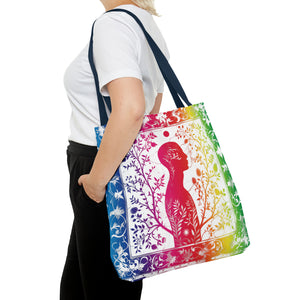 Rainbow silhouette with navy blue strap Tote Bag (AOP)