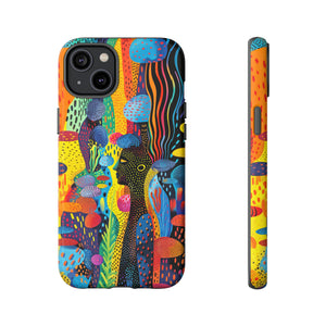 Phone Case, tribal dreamland, Artistic design, Tough Case, Colorful whimsical fantasy design, iPhone 15, 14, 13, 12, 11, Samsung, Pixel