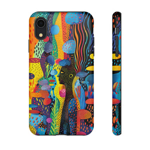 Phone Case, tribal dreamland, Artistic design, Tough Case, Colorful whimsical fantasy design, iPhone 15, 14, 13, 12, 11, Samsung, Pixel