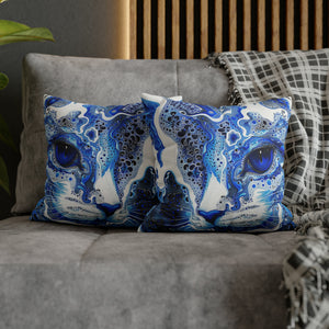 Modern style Blue cat pillow, beautiful animal accent pillow, Home decor for cat lover, unique whimsical cat theme, abstract art  style, case only