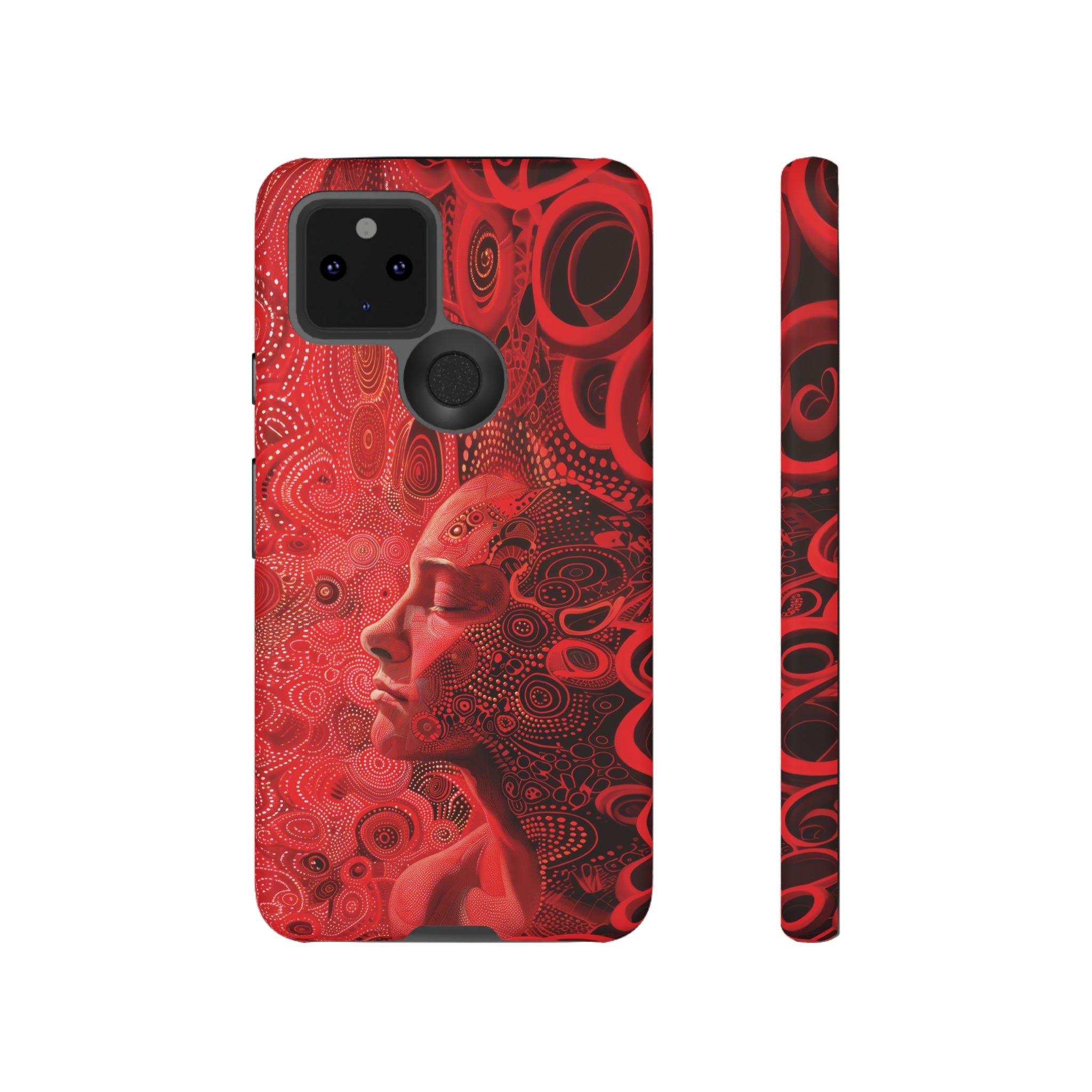 Phone Case, woman in red, Artistic design, Tough Case, red whimsical fantasy design, iPhone 15, 14, 13, 12, 11, Samsung, Pixel