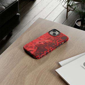 Phone Case, woman in red, Artistic design, Tough Case, red whimsical fantasy design, iPhone 15, 14, 13, 12, 11, Samsung, Pixel