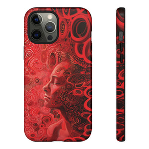 Phone Case, woman in red, Artistic design, Tough Case, red whimsical fantasy design, iPhone 15, 14, 13, 12, 11, Samsung, Pixel