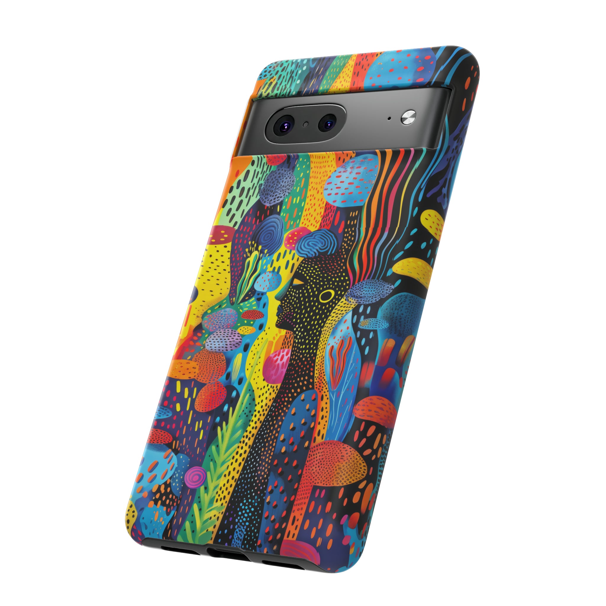 Phone Case, tribal dreamland, Artistic design, Tough Case, Colorful whimsical fantasy design, iPhone 15, 14, 13, 12, 11, Samsung, Pixel