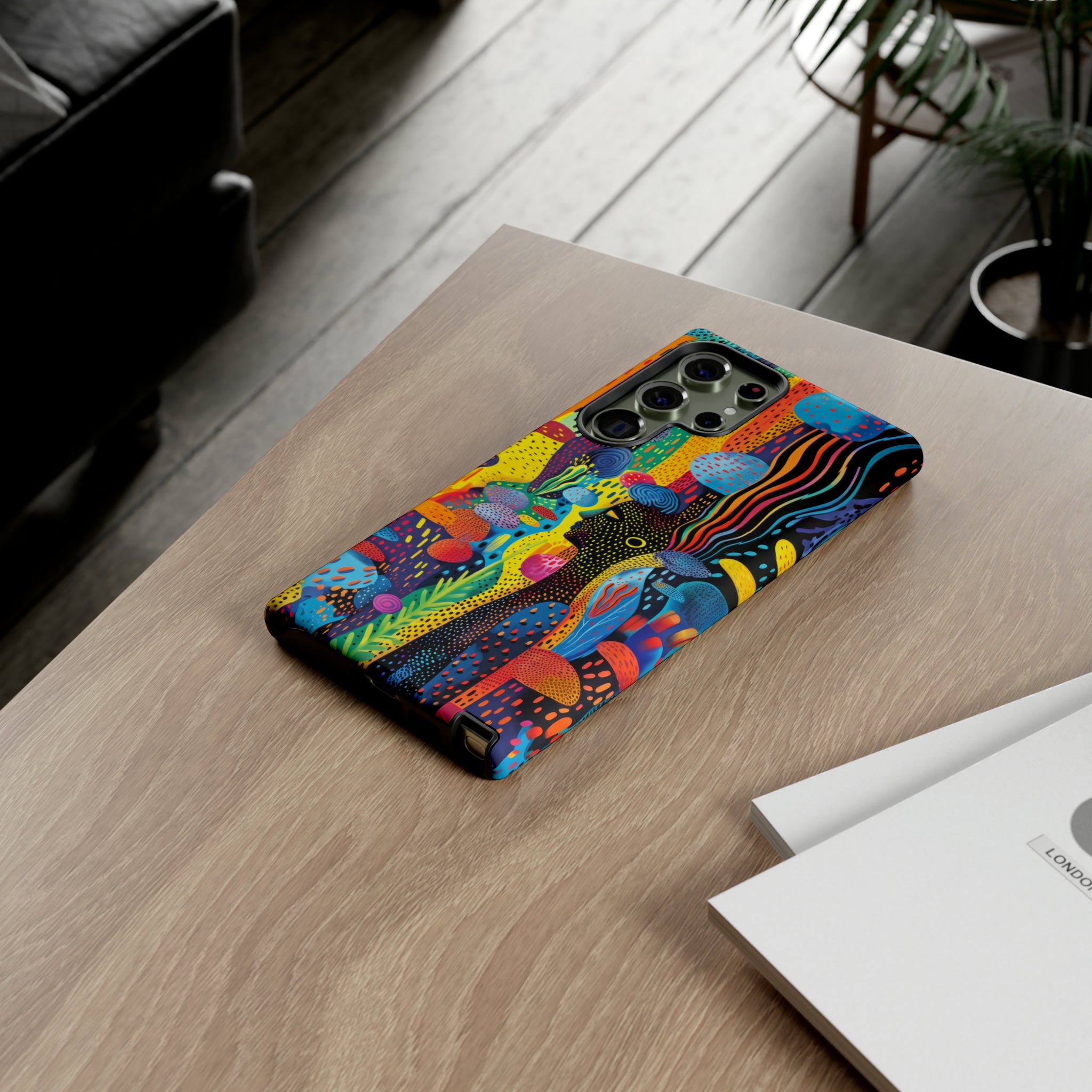 Phone Case, tribal dreamland, Artistic design, Tough Case, Colorful whimsical fantasy design, iPhone 15, 14, 13, 12, 11, Samsung, Pixel