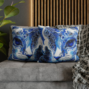 Modern style Blue cat pillow, beautiful animal accent pillow, Home decor for cat lover, unique whimsical cat theme, abstract art  style, case only