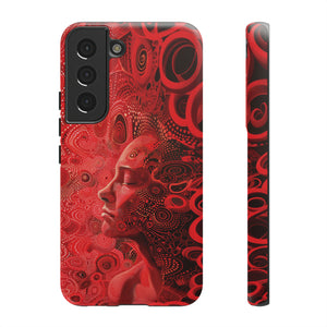 Phone Case, woman in red, Artistic design, Tough Case, red whimsical fantasy design, iPhone 15, 14, 13, 12, 11, Samsung, Pixel