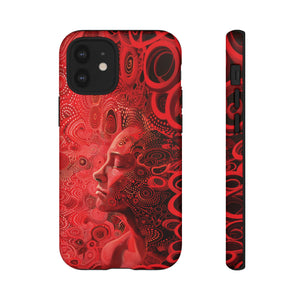 Phone Case, woman in red, Artistic design, Tough Case, red whimsical fantasy design, iPhone 15, 14, 13, 12, 11, Samsung, Pixel