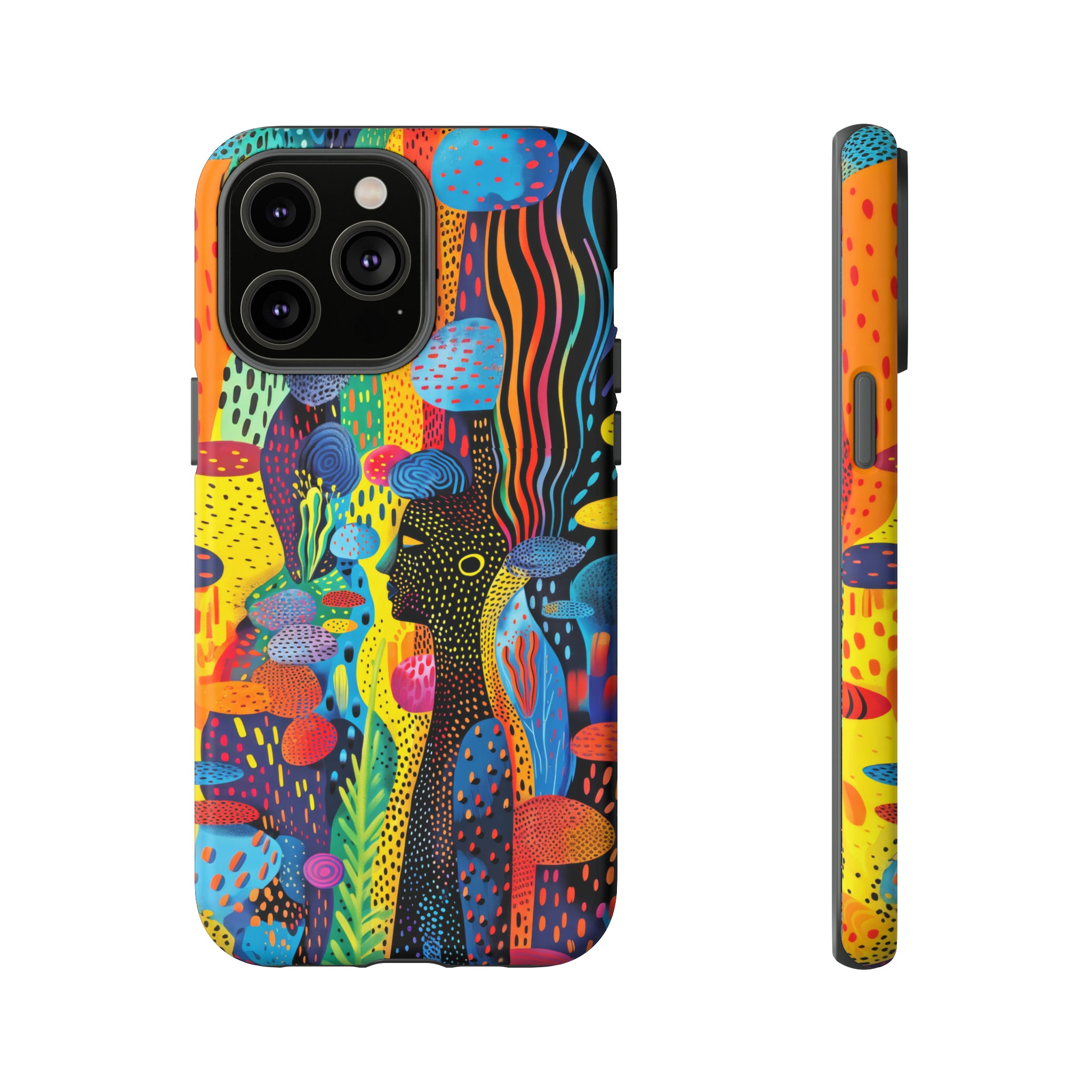 Phone Case, tribal dreamland, Artistic design, Tough Case, Colorful whimsical fantasy design, iPhone 15, 14, 13, 12, 11, Samsung, Pixel