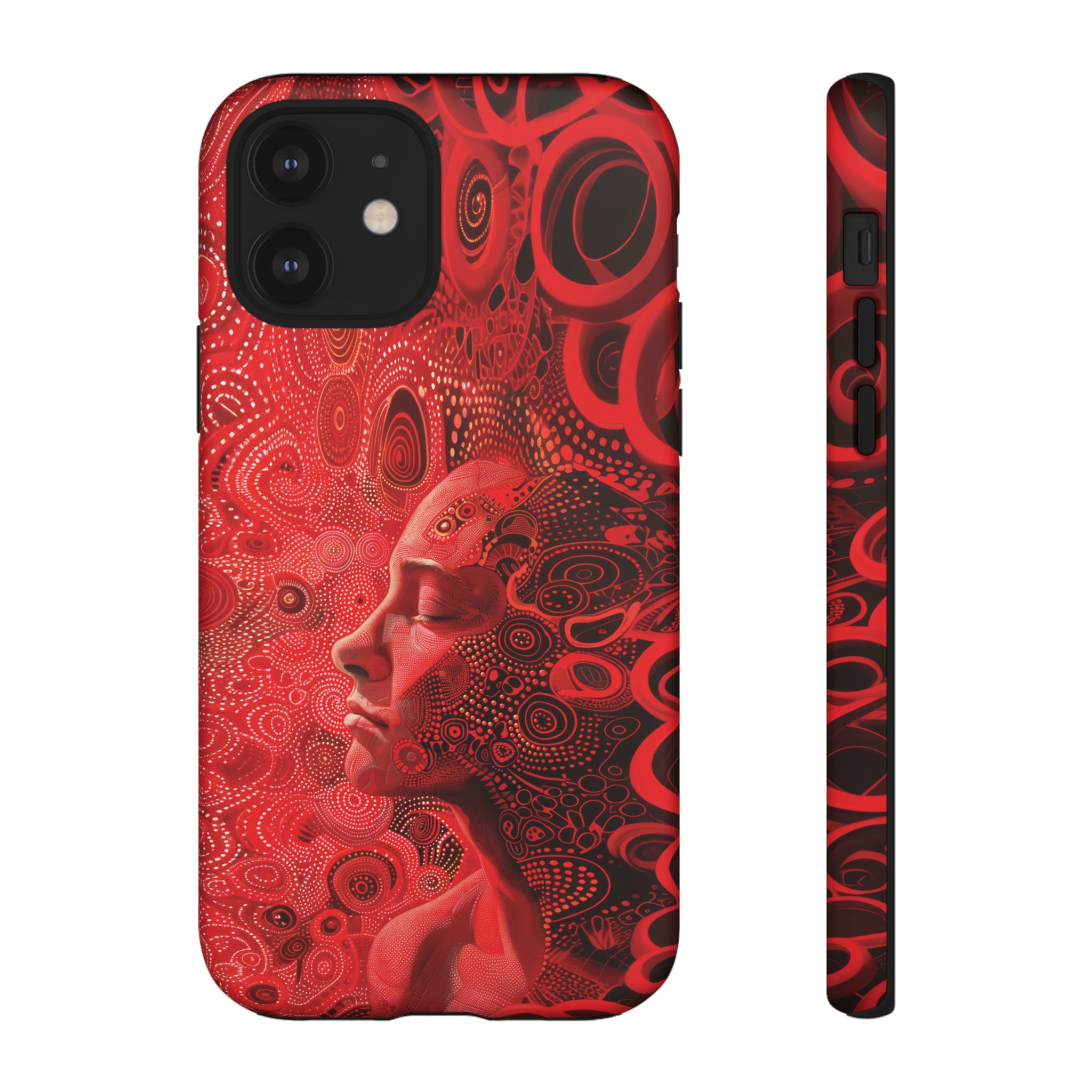 Phone Case, woman in red, Artistic design, Tough Case, red whimsical fantasy design, iPhone 15, 14, 13, 12, 11, Samsung, Pixel