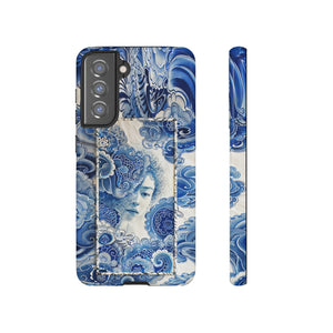 Phone Case, vintage blue girl tile , Artistic design, Tough Case, Blue vintage tile design, iPhone 15, 14, 13, 12, 11, Samsung, Pixel