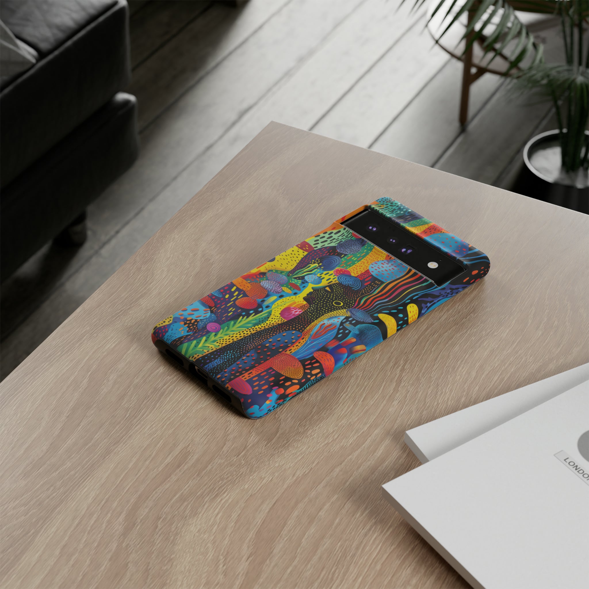 Phone Case, tribal dreamland, Artistic design, Tough Case, Colorful whimsical fantasy design, iPhone 15, 14, 13, 12, 11, Samsung, Pixel