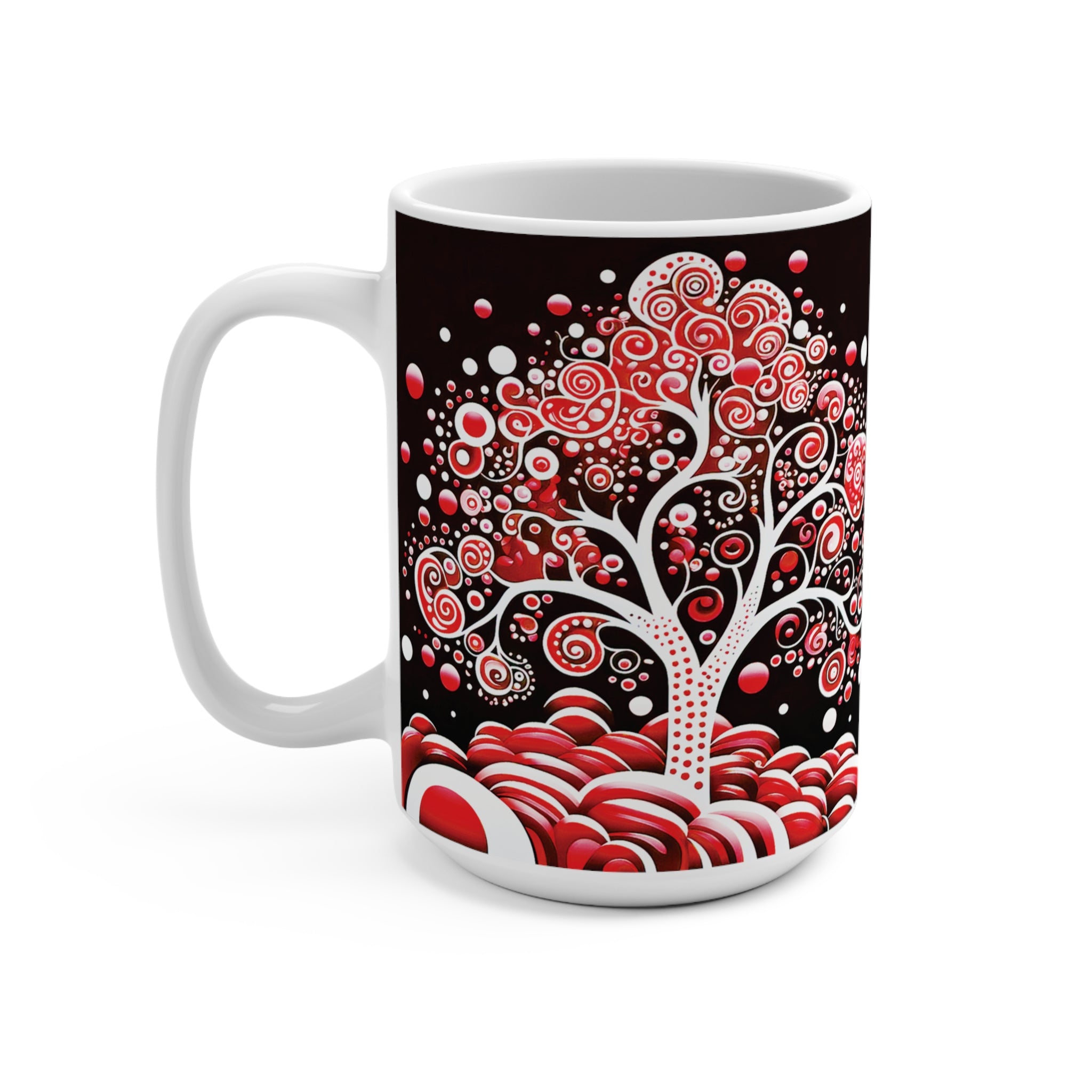 Mug 15oz Red & White Pear Tree