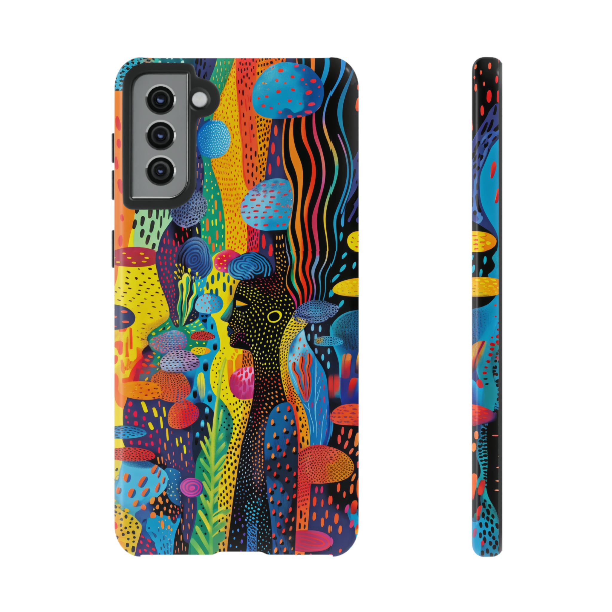 Phone Case, tribal dreamland, Artistic design, Tough Case, Colorful whimsical fantasy design, iPhone 15, 14, 13, 12, 11, Samsung, Pixel