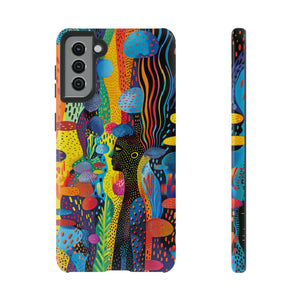 Phone Case, tribal dreamland, Artistic design, Tough Case, Colorful whimsical fantasy design, iPhone 15, 14, 13, 12, 11, Samsung, Pixel