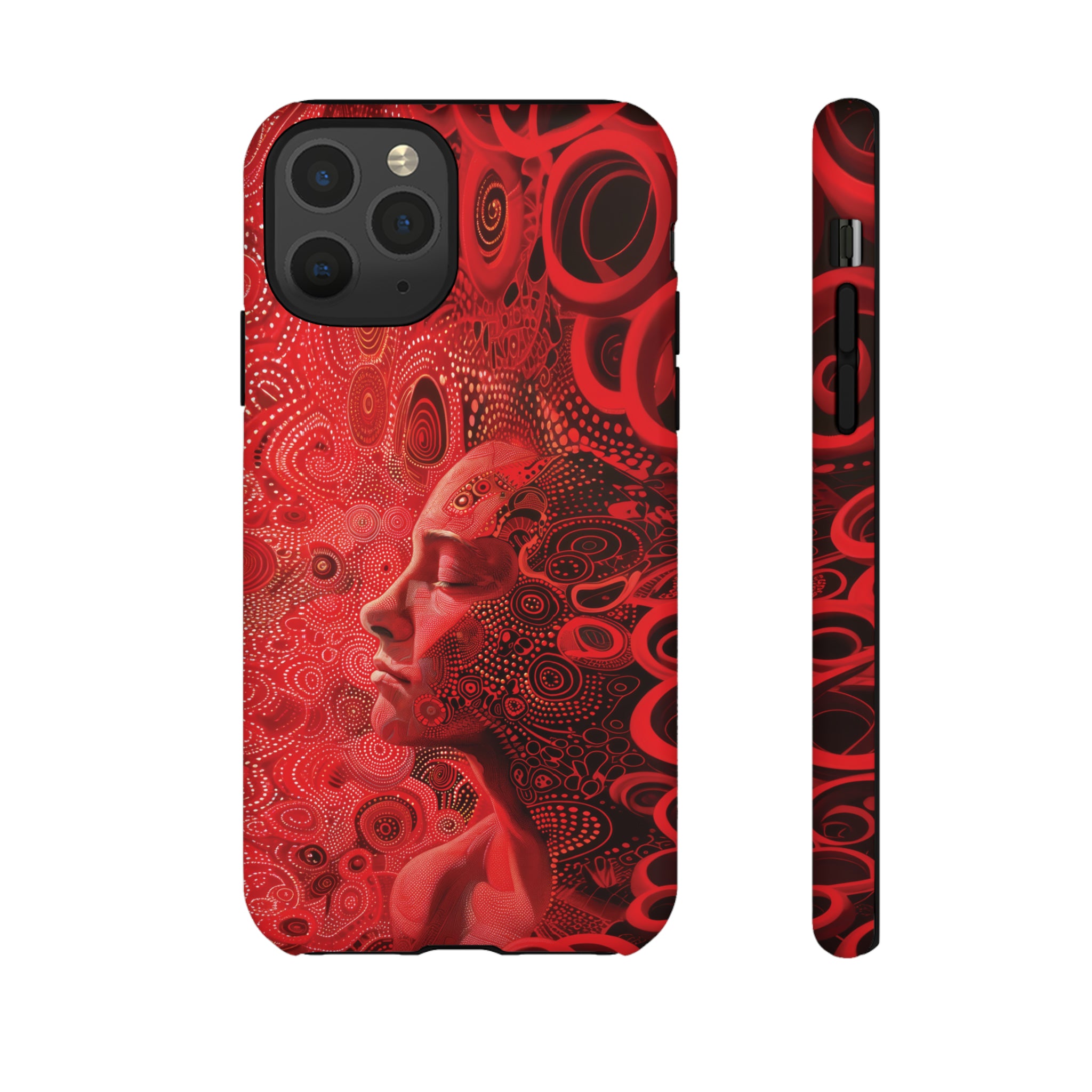 Phone Case, woman in red, Artistic design, Tough Case, red whimsical fantasy design, iPhone 15, 14, 13, 12, 11, Samsung, Pixel