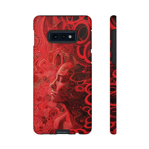 Phone Case, woman in red, Artistic design, Tough Case, red whimsical fantasy design, iPhone 15, 14, 13, 12, 11, Samsung, Pixel