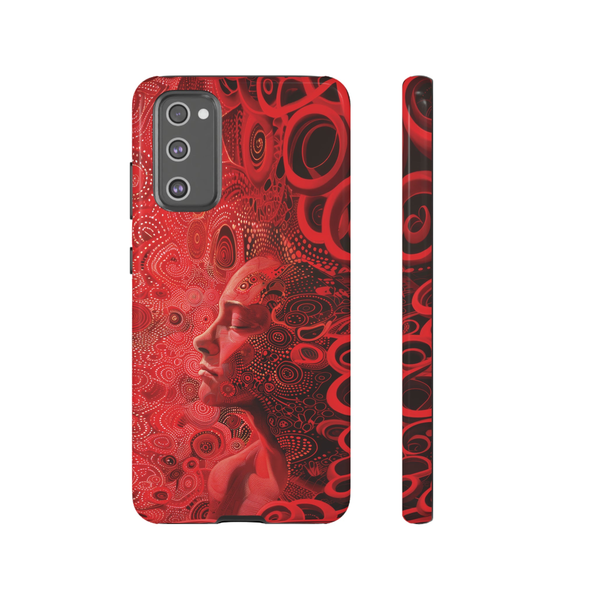 Phone Case, woman in red, Artistic design, Tough Case, red whimsical fantasy design, iPhone 15, 14, 13, 12, 11, Samsung, Pixel