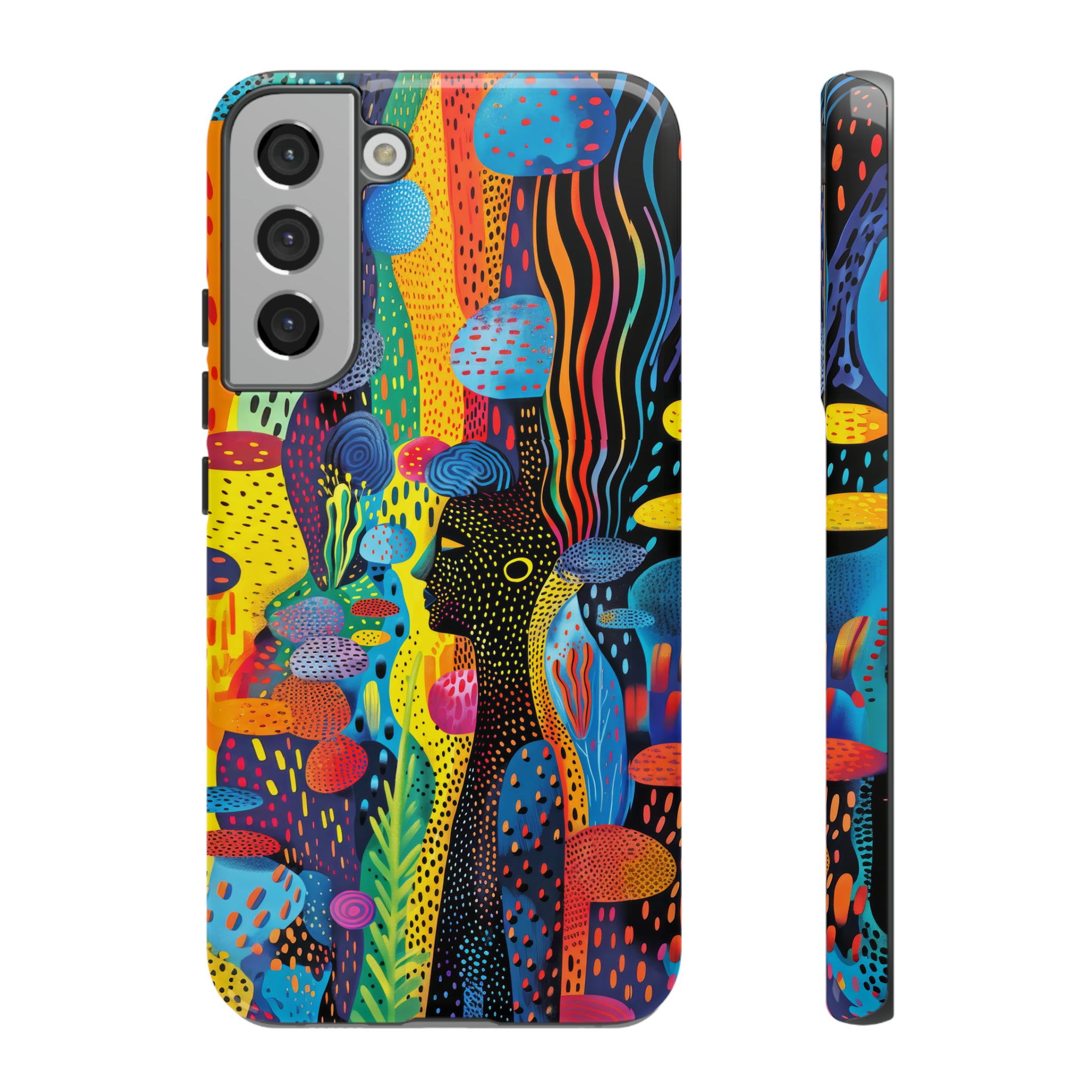 Phone Case, tribal dreamland, Artistic design, Tough Case, Colorful whimsical fantasy design, iPhone 15, 14, 13, 12, 11, Samsung, Pixel