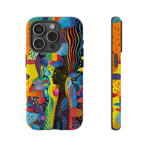 Phone Case, tribal dreamland, Artistic design, Tough Case, Colorful whimsical fantasy design, iPhone 15, 14, 13, 12, 11, Samsung, Pixel