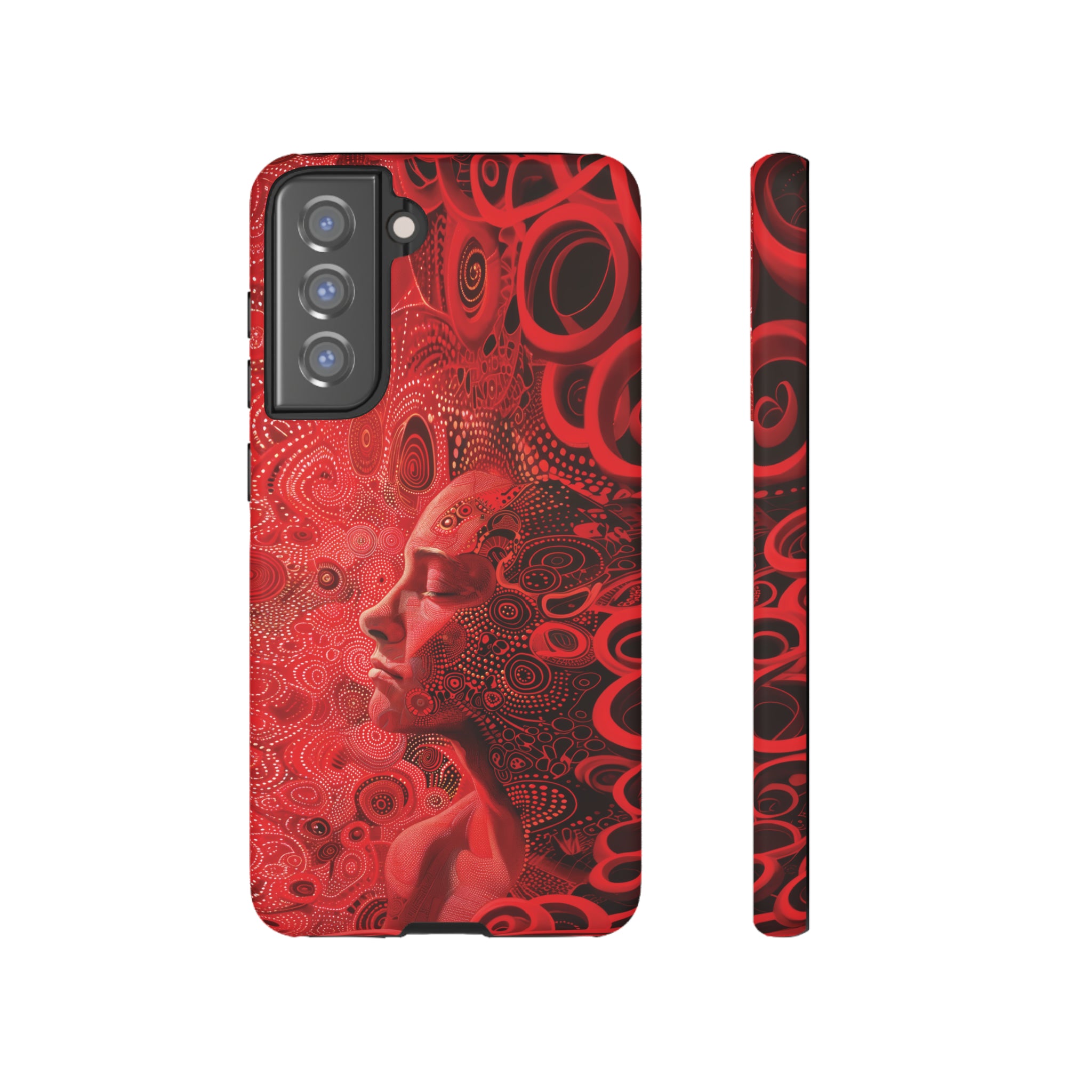 Phone Case, woman in red, Artistic design, Tough Case, red whimsical fantasy design, iPhone 15, 14, 13, 12, 11, Samsung, Pixel