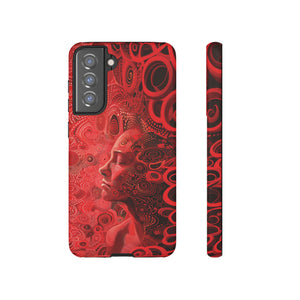 Phone Case, woman in red, Artistic design, Tough Case, red whimsical fantasy design, iPhone 15, 14, 13, 12, 11, Samsung, Pixel