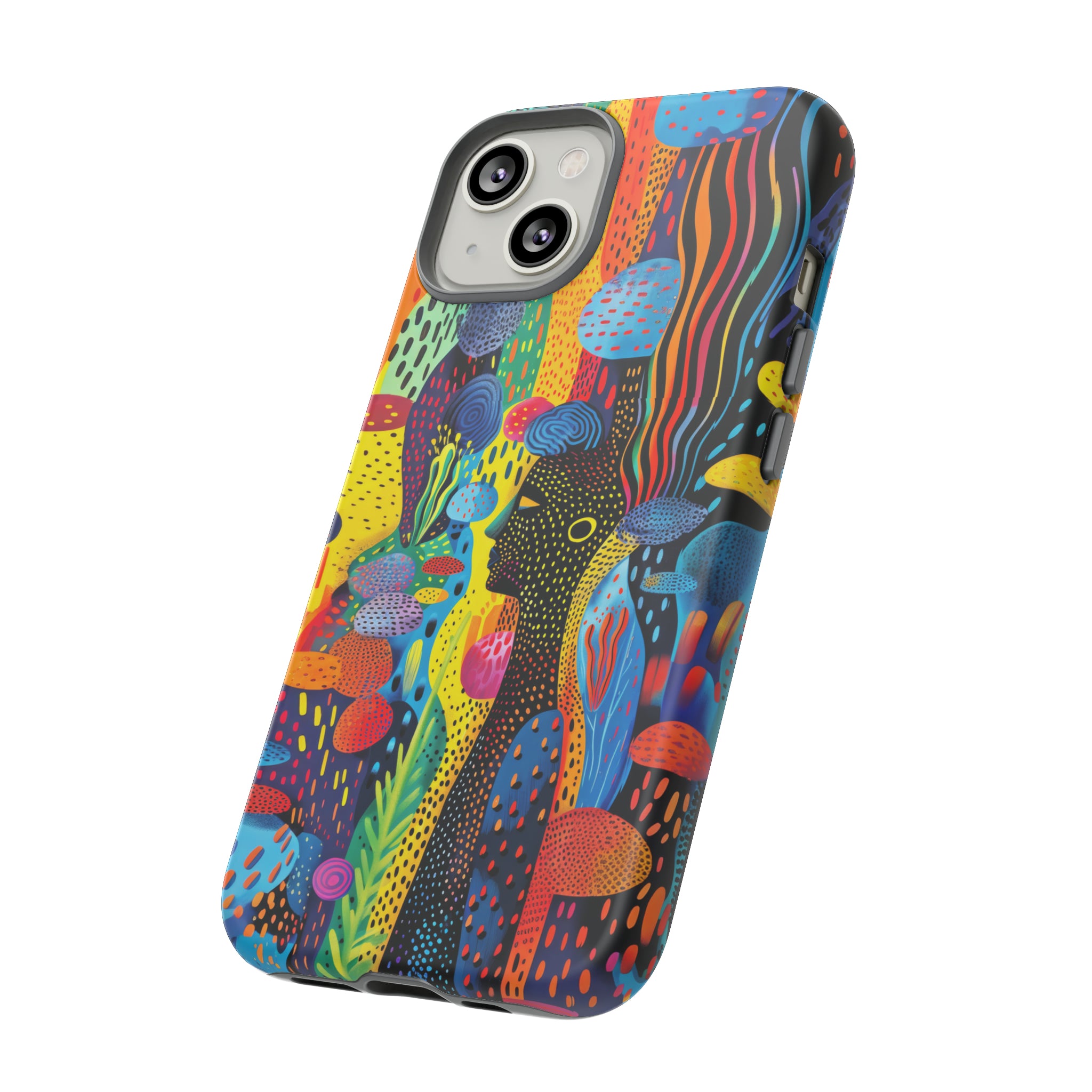 Phone Case, tribal dreamland, Artistic design, Tough Case, Colorful whimsical fantasy design, iPhone 15, 14, 13, 12, 11, Samsung, Pixel