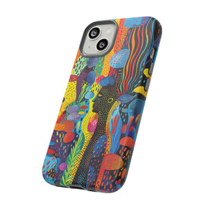 Phone Case, tribal dreamland, Artistic design, Tough Case, Colorful whimsical fantasy design, iPhone 15, 14, 13, 12, 11, Samsung, Pixel