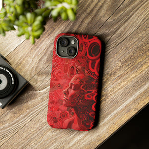 Phone Case, woman in red, Artistic design, Tough Case, red whimsical fantasy design, iPhone 15, 14, 13, 12, 11, Samsung, Pixel