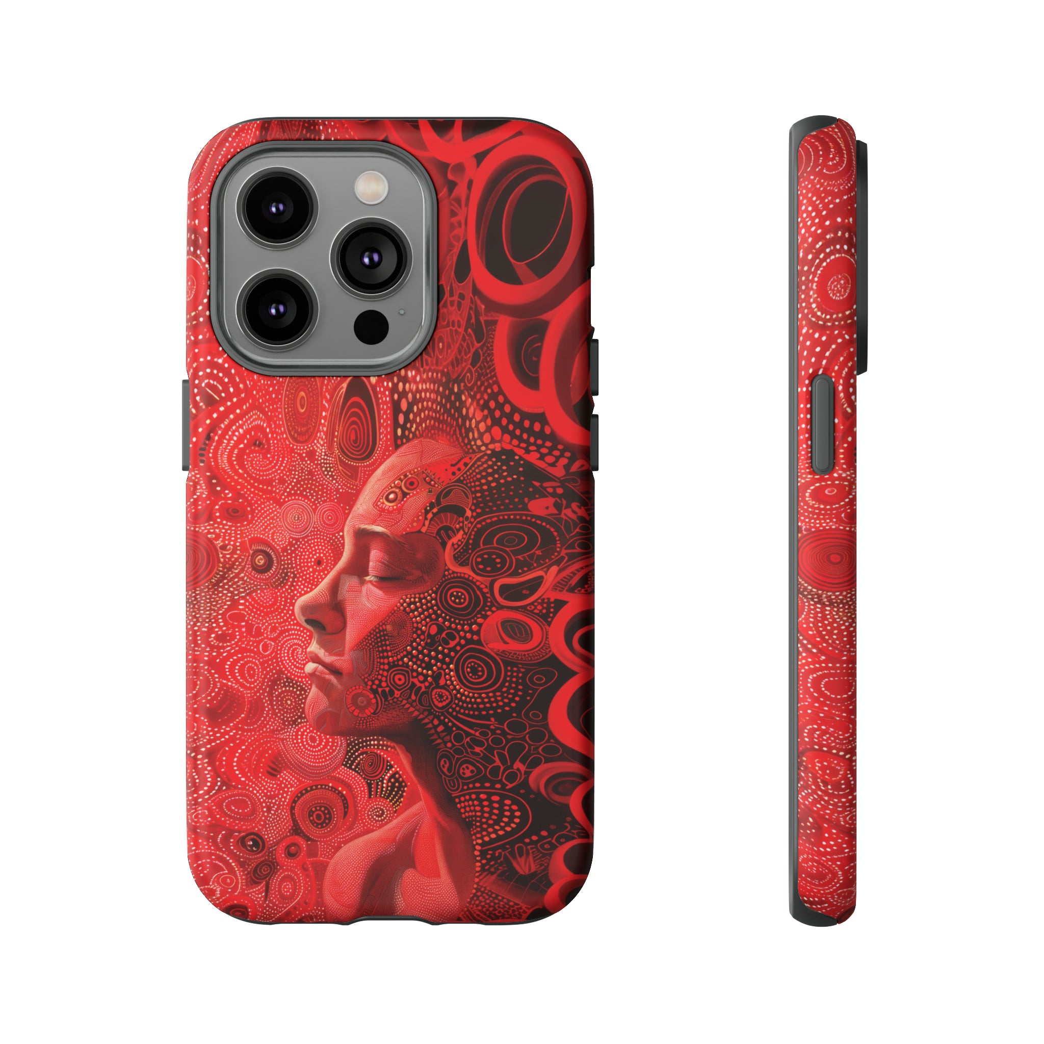 Phone Case, woman in red, Artistic design, Tough Case, red whimsical fantasy design, iPhone 15, 14, 13, 12, 11, Samsung, Pixel