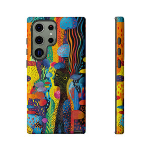 Phone Case, tribal dreamland, Artistic design, Tough Case, Colorful whimsical fantasy design, iPhone 15, 14, 13, 12, 11, Samsung, Pixel