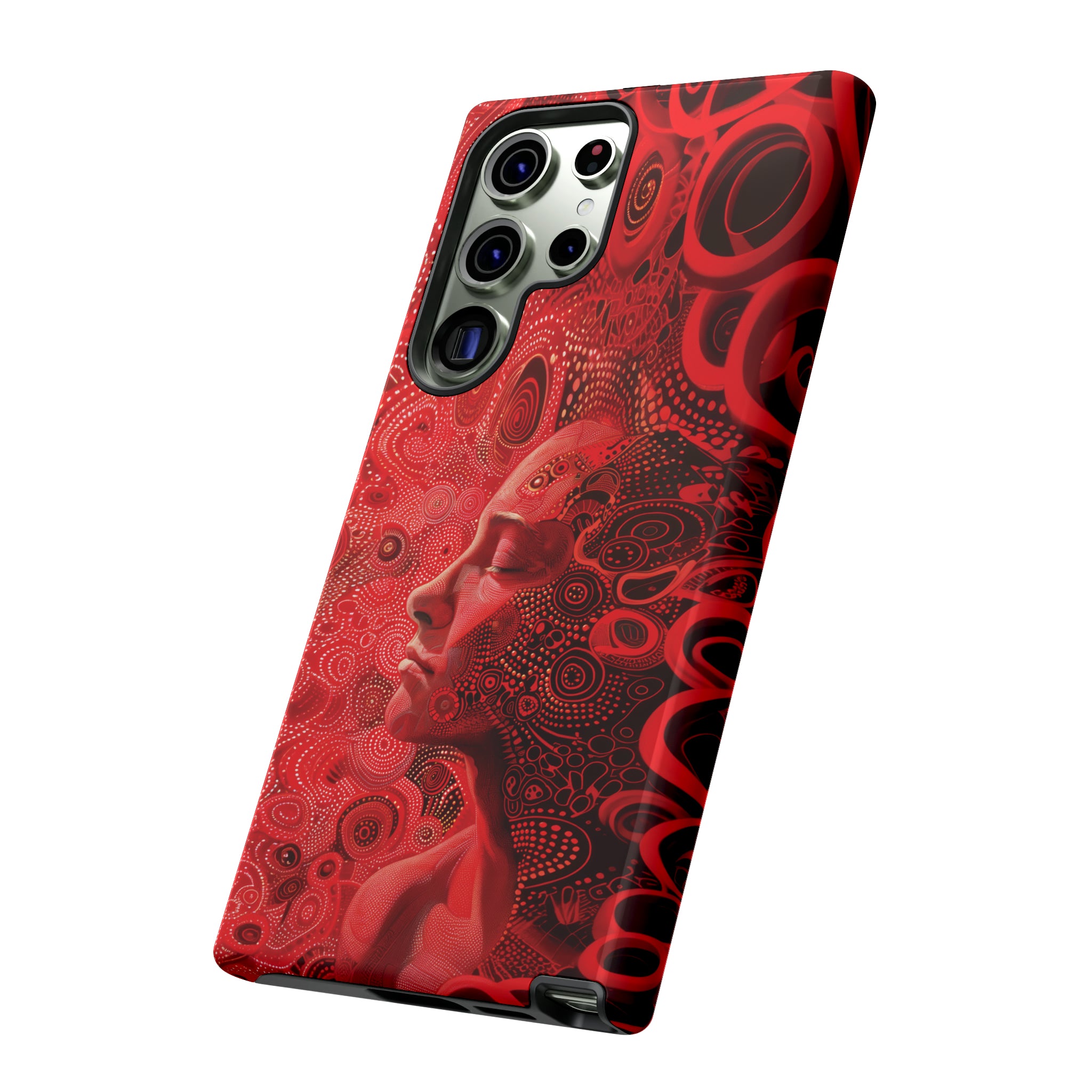 Phone Case, woman in red, Artistic design, Tough Case, red whimsical fantasy design, iPhone 15, 14, 13, 12, 11, Samsung, Pixel