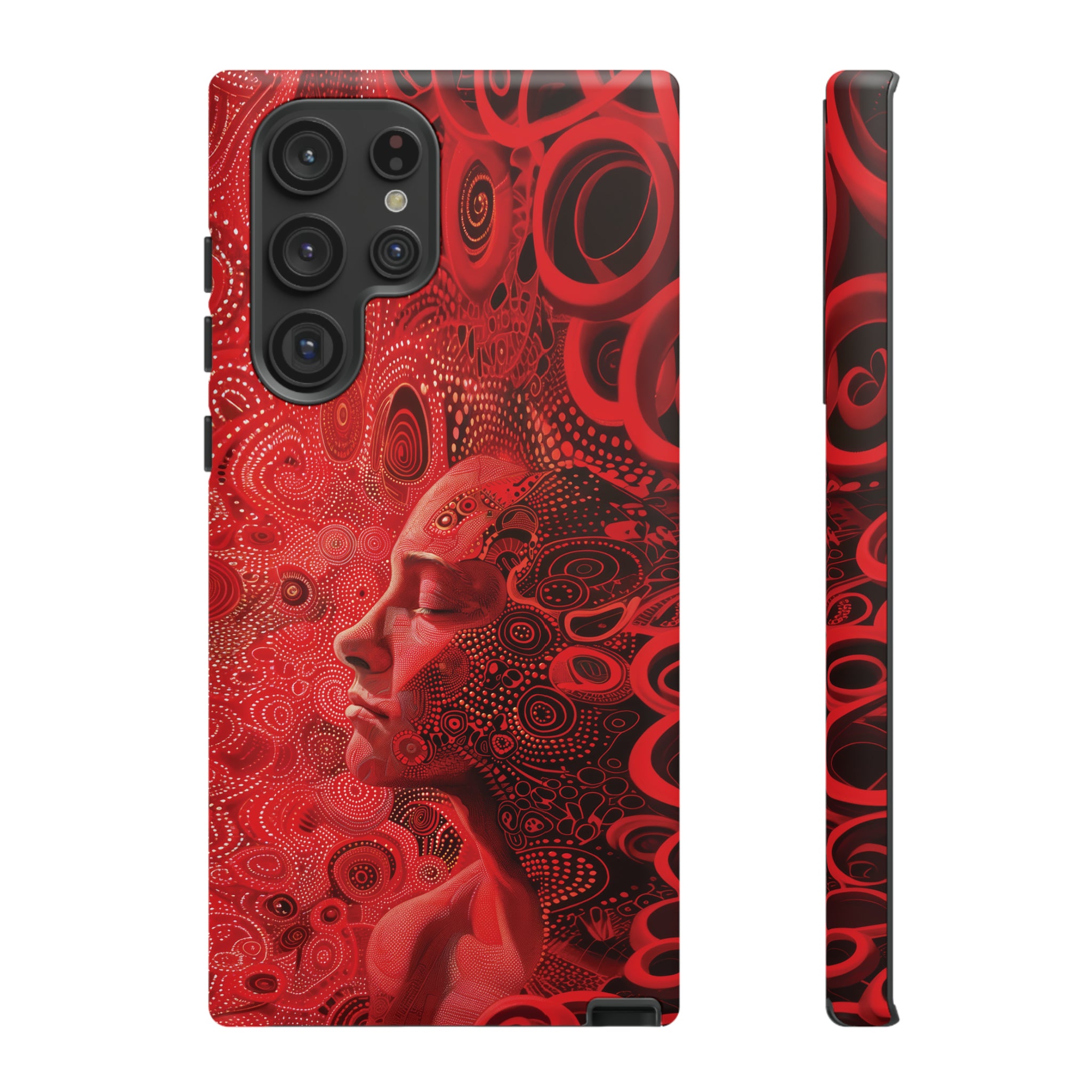 Phone Case, woman in red, Artistic design, Tough Case, red whimsical fantasy design, iPhone 15, 14, 13, 12, 11, Samsung, Pixel