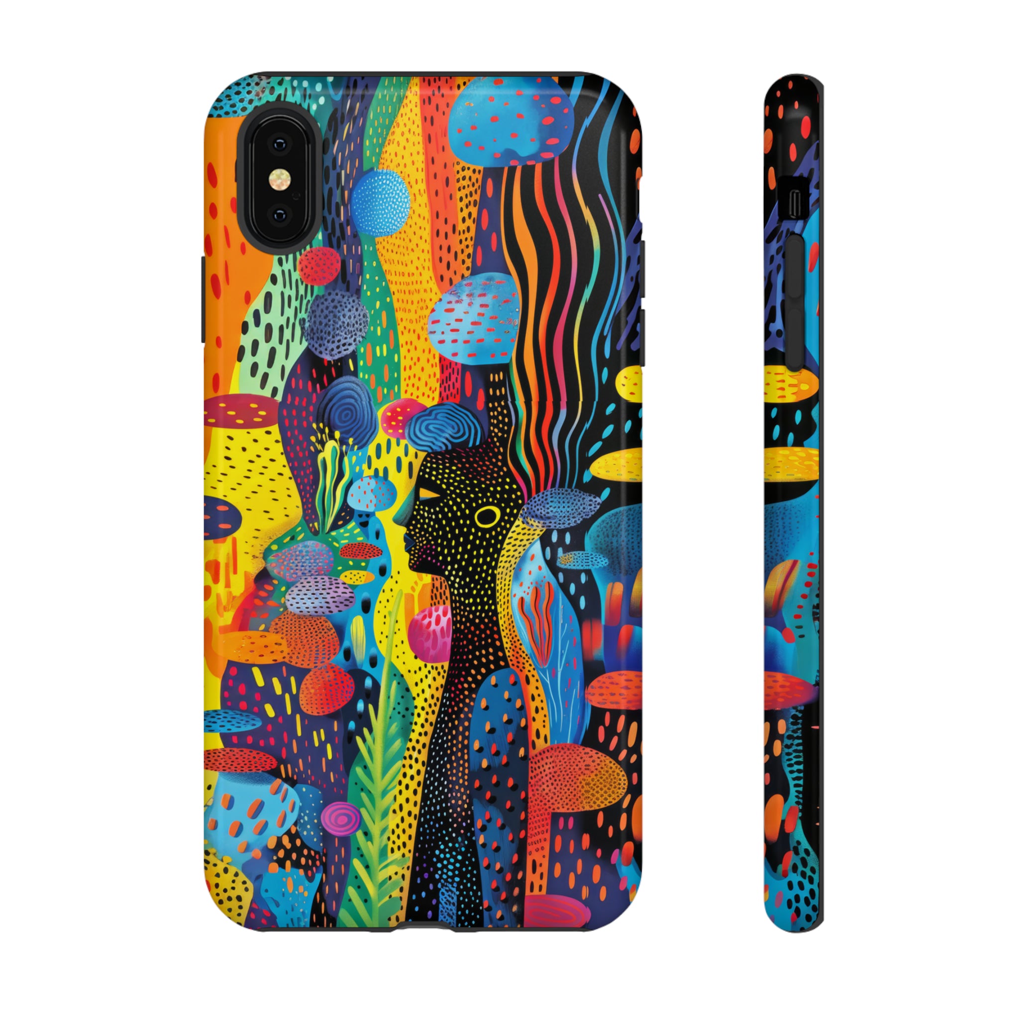 Phone Case, tribal dreamland, Artistic design, Tough Case, Colorful whimsical fantasy design, iPhone 15, 14, 13, 12, 11, Samsung, Pixel