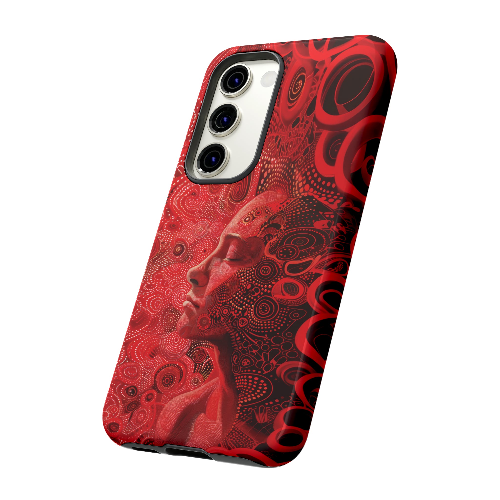 Phone Case, woman in red, Artistic design, Tough Case, red whimsical fantasy design, iPhone 15, 14, 13, 12, 11, Samsung, Pixel