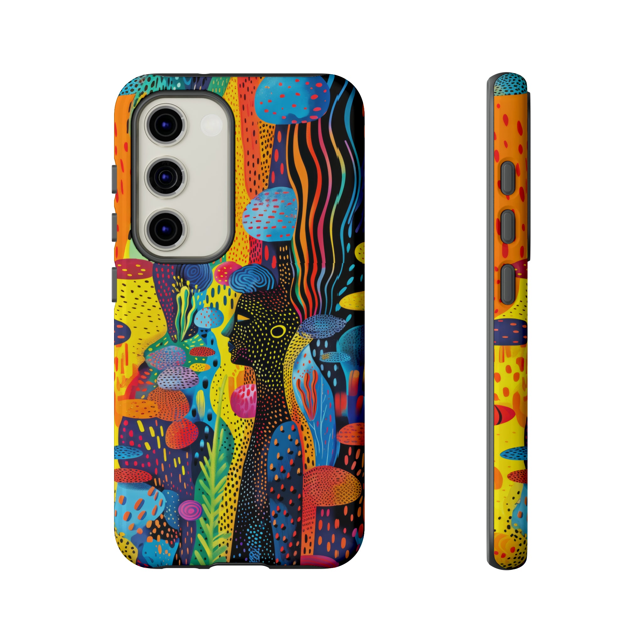 Phone Case, tribal dreamland, Artistic design, Tough Case, Colorful whimsical fantasy design, iPhone 15, 14, 13, 12, 11, Samsung, Pixel