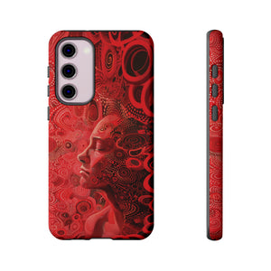 Phone Case, woman in red, Artistic design, Tough Case, red whimsical fantasy design, iPhone 15, 14, 13, 12, 11, Samsung, Pixel