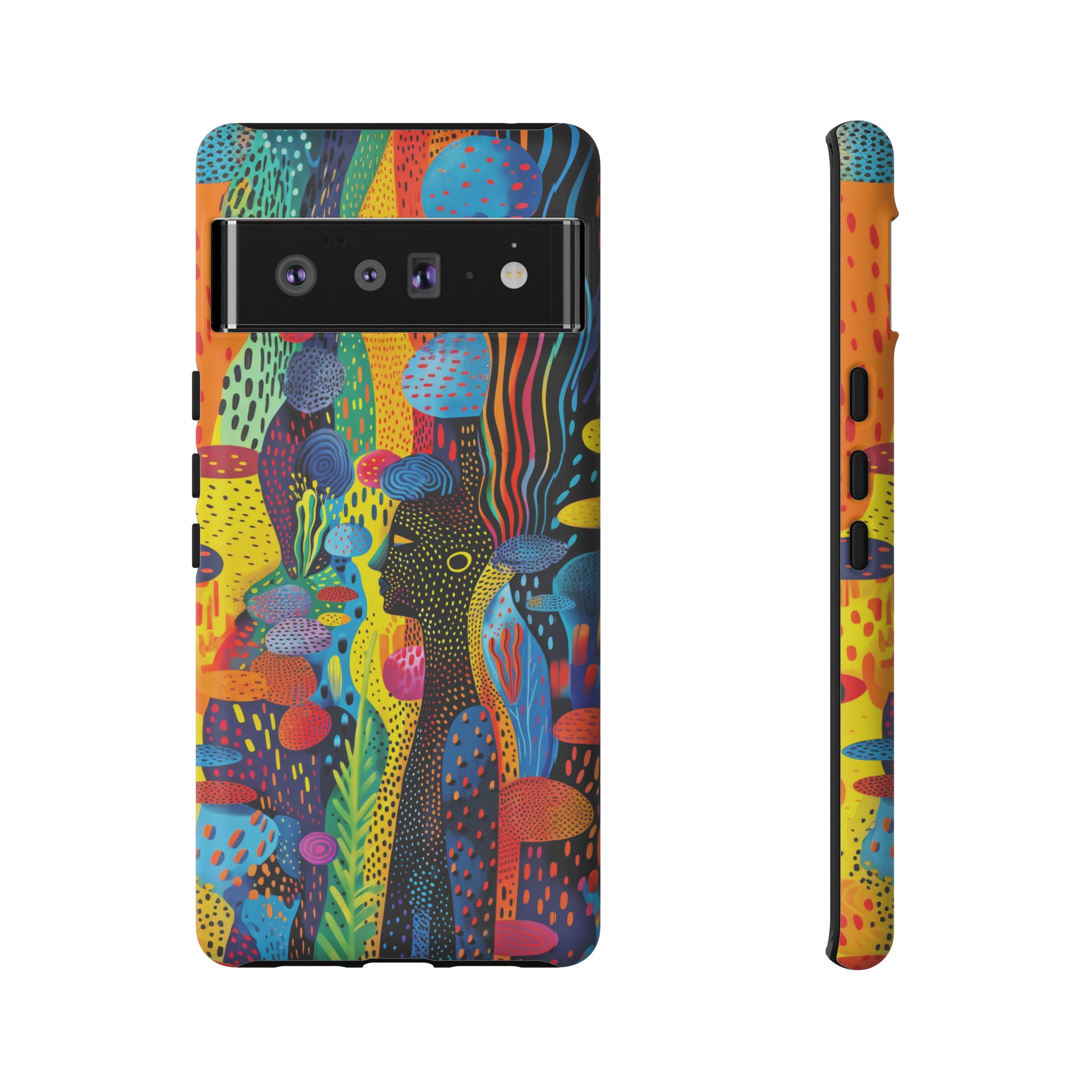 Phone Case, tribal dreamland, Artistic design, Tough Case, Colorful whimsical fantasy design, iPhone 15, 14, 13, 12, 11, Samsung, Pixel