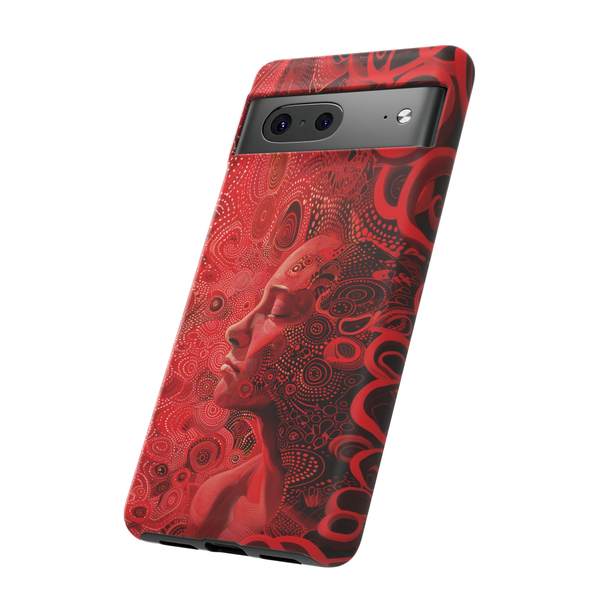 Phone Case, woman in red, Artistic design, Tough Case, red whimsical fantasy design, iPhone 15, 14, 13, 12, 11, Samsung, Pixel