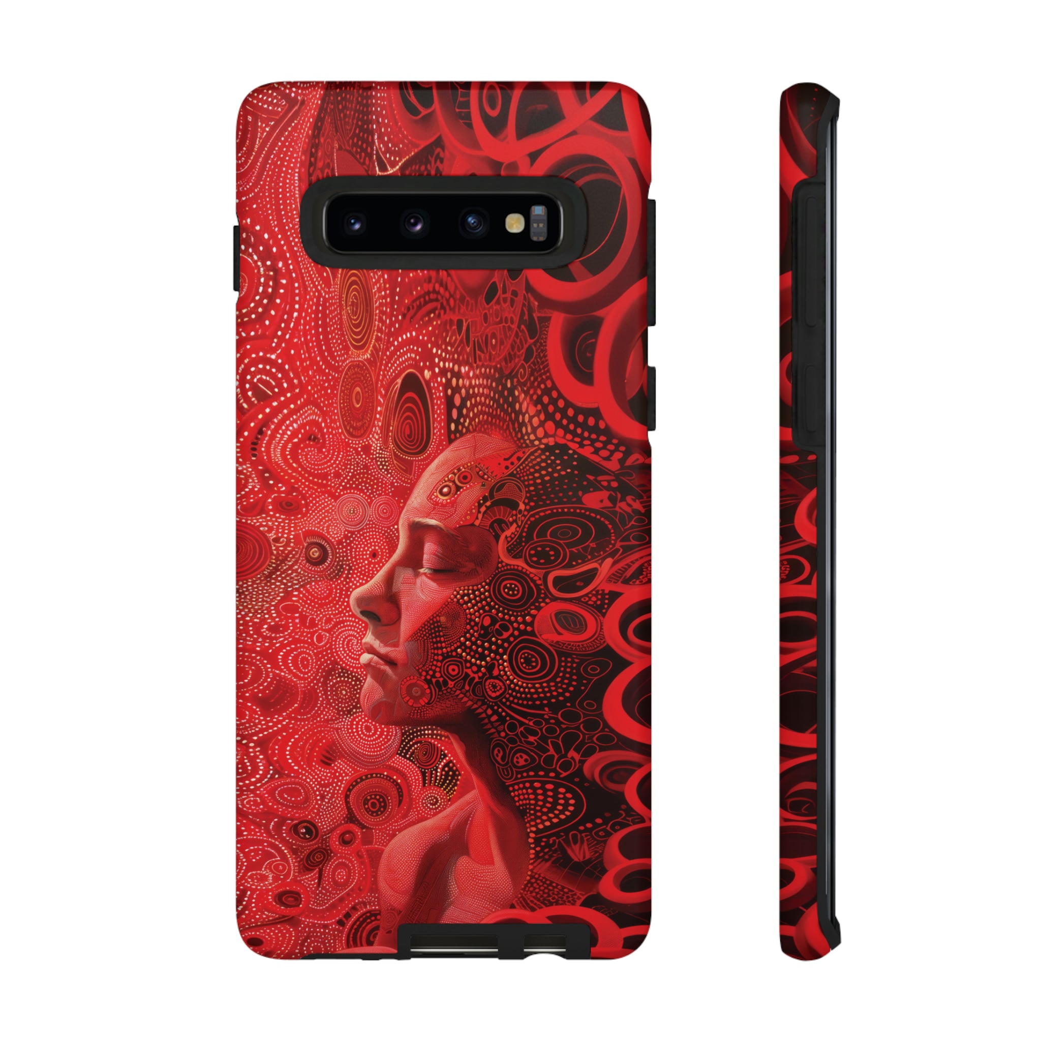 Phone Case, woman in red, Artistic design, Tough Case, red whimsical fantasy design, iPhone 15, 14, 13, 12, 11, Samsung, Pixel