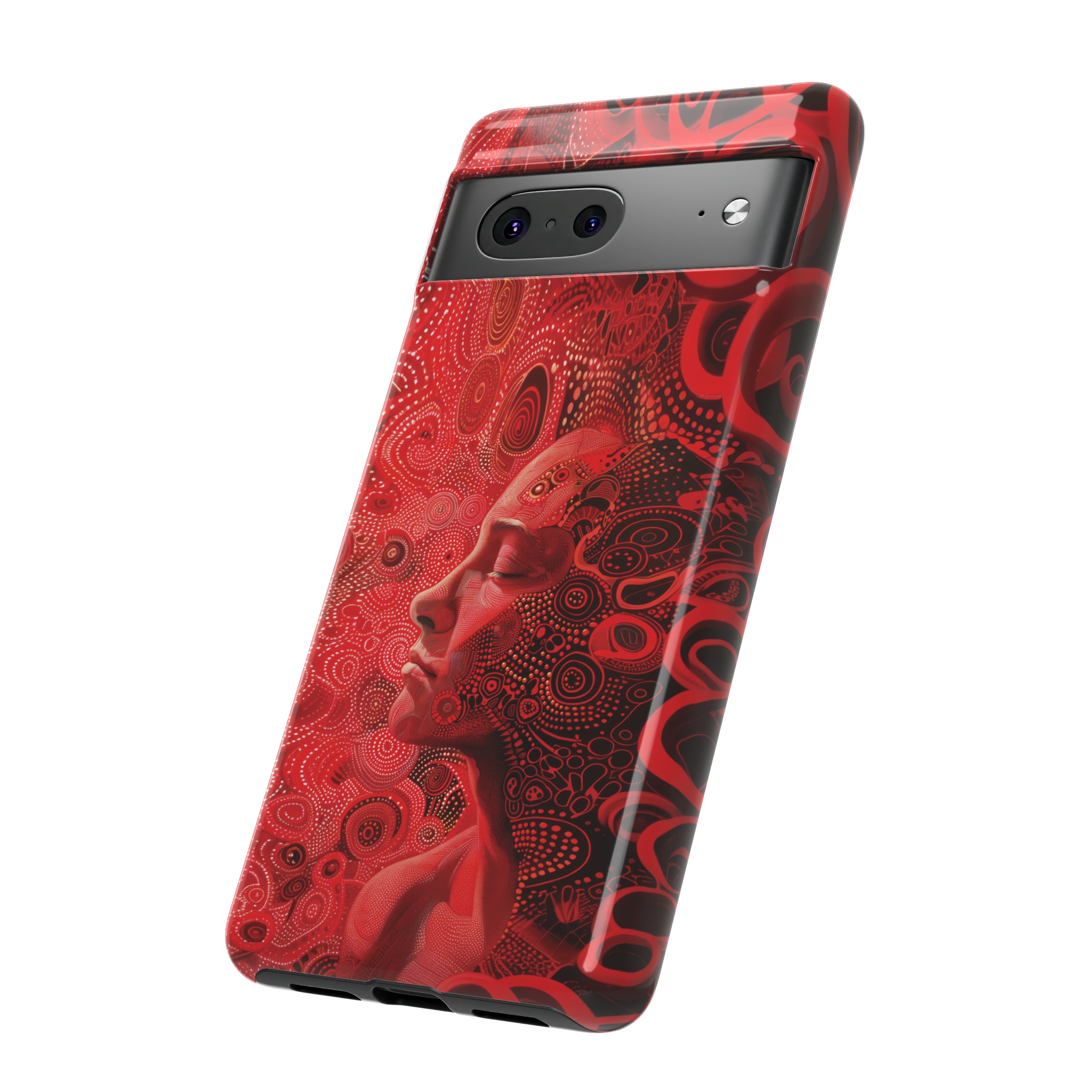 Phone Case, woman in red, Artistic design, Tough Case, red whimsical fantasy design, iPhone 15, 14, 13, 12, 11, Samsung, Pixel