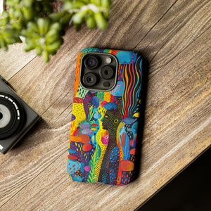 Phone Case, tribal dreamland, Artistic design, Tough Case, Colorful whimsical fantasy design, iPhone 15, 14, 13, 12, 11, Samsung, Pixel