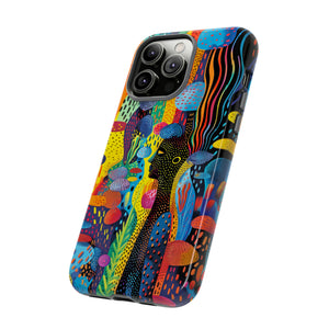 Phone Case, tribal dreamland, Artistic design, Tough Case, Colorful whimsical fantasy design, iPhone 15, 14, 13, 12, 11, Samsung, Pixel