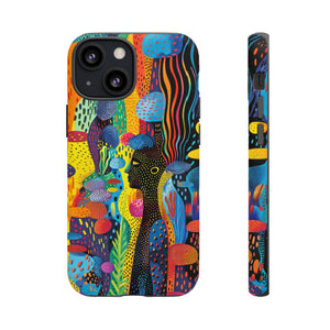 Phone Case, tribal dreamland, Artistic design, Tough Case, Colorful whimsical fantasy design, iPhone 15, 14, 13, 12, 11, Samsung, Pixel