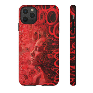 Phone Case, woman in red, Artistic design, Tough Case, red whimsical fantasy design, iPhone 15, 14, 13, 12, 11, Samsung, Pixel