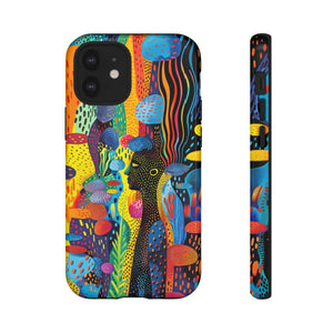 Phone Case, tribal dreamland, Artistic design, Tough Case, Colorful whimsical fantasy design, iPhone 15, 14, 13, 12, 11, Samsung, Pixel