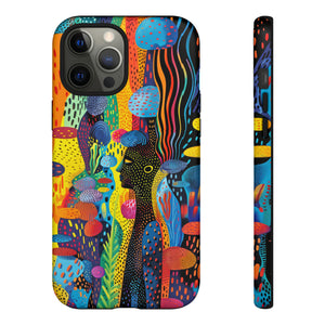 Phone Case, tribal dreamland, Artistic design, Tough Case, Colorful whimsical fantasy design, iPhone 15, 14, 13, 12, 11, Samsung, Pixel